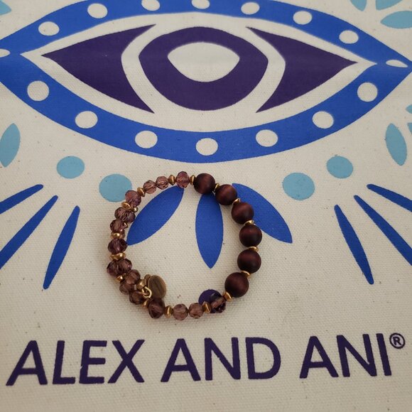 Alex and Ani Beaded Wood Beads & Pinkish Purple Beaded Wrap Gold Vintage     82 - Picture 10 of 10